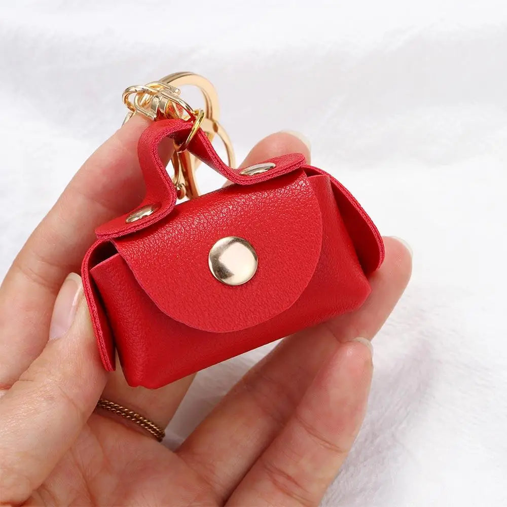 Handmade Leather Keychain - Trendy Unisex Mini Bag Pendant in 7 Colors