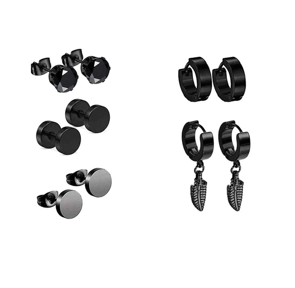 18 Pairs Earrings for Men: Stainless Steel Mens Earrings Stud Cross Dangle Hoop Earrings Set Jewelry Gift for Men Women