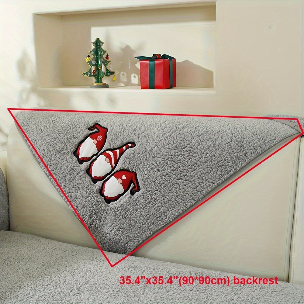 Christmas Decorations Sherpa Fleece Sofa Cover - Thickened Warmly, Soft Plush Fabric, Living Room Sofa Couch Protector, Cozy Winter Home Decor
