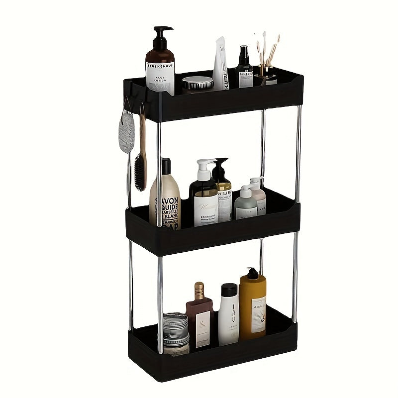 Slim Bathroom Countertop Organizer - Multi-Tier Storage Rack with Gold Accents