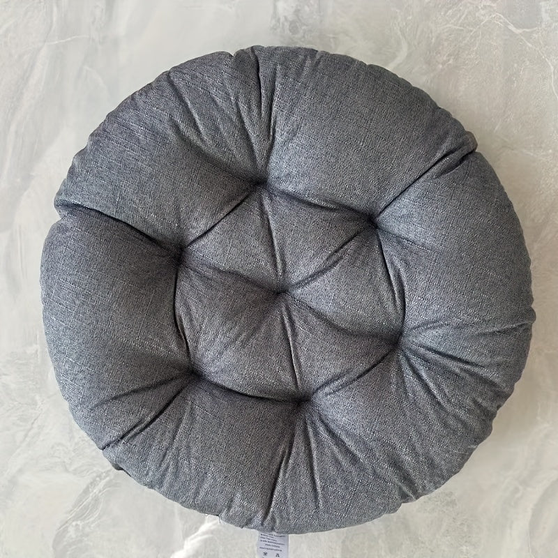 Round Linen Floor Cushion - Japanese Tatami Meditation Pillow Futon