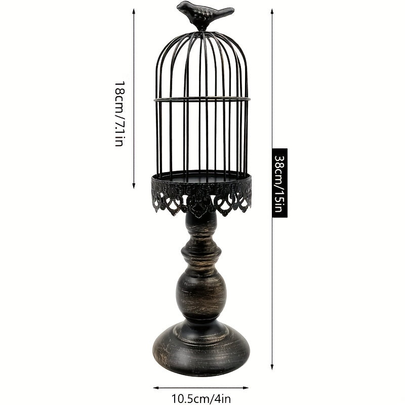Vintage Birdcage Candle Holder - Rustic Metal Lantern Wedding Centerpiece
