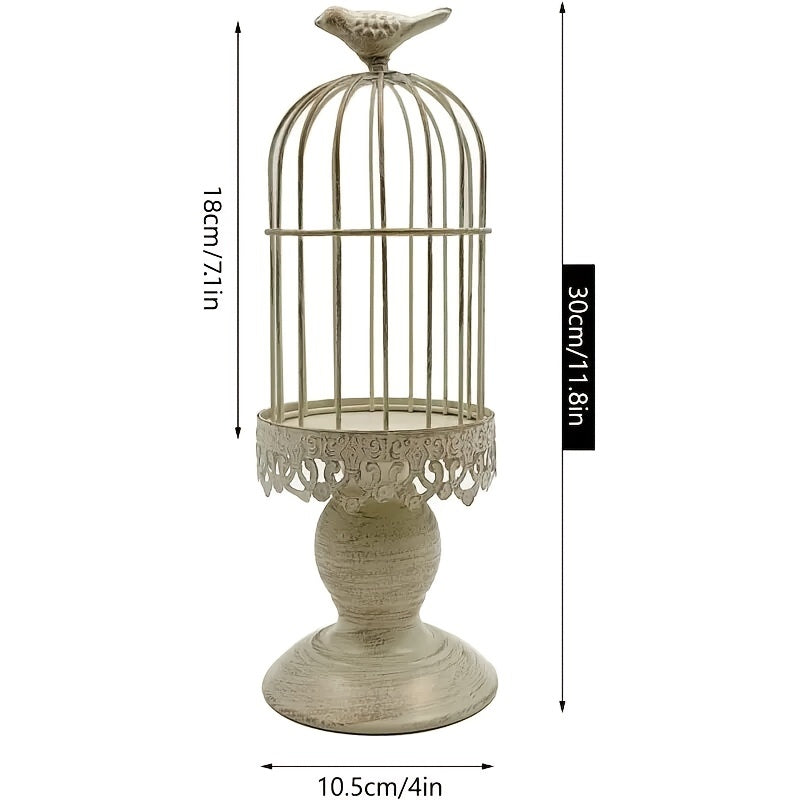 Vintage Birdcage Candle Holder - Rustic Metal Lantern Wedding Centerpiece