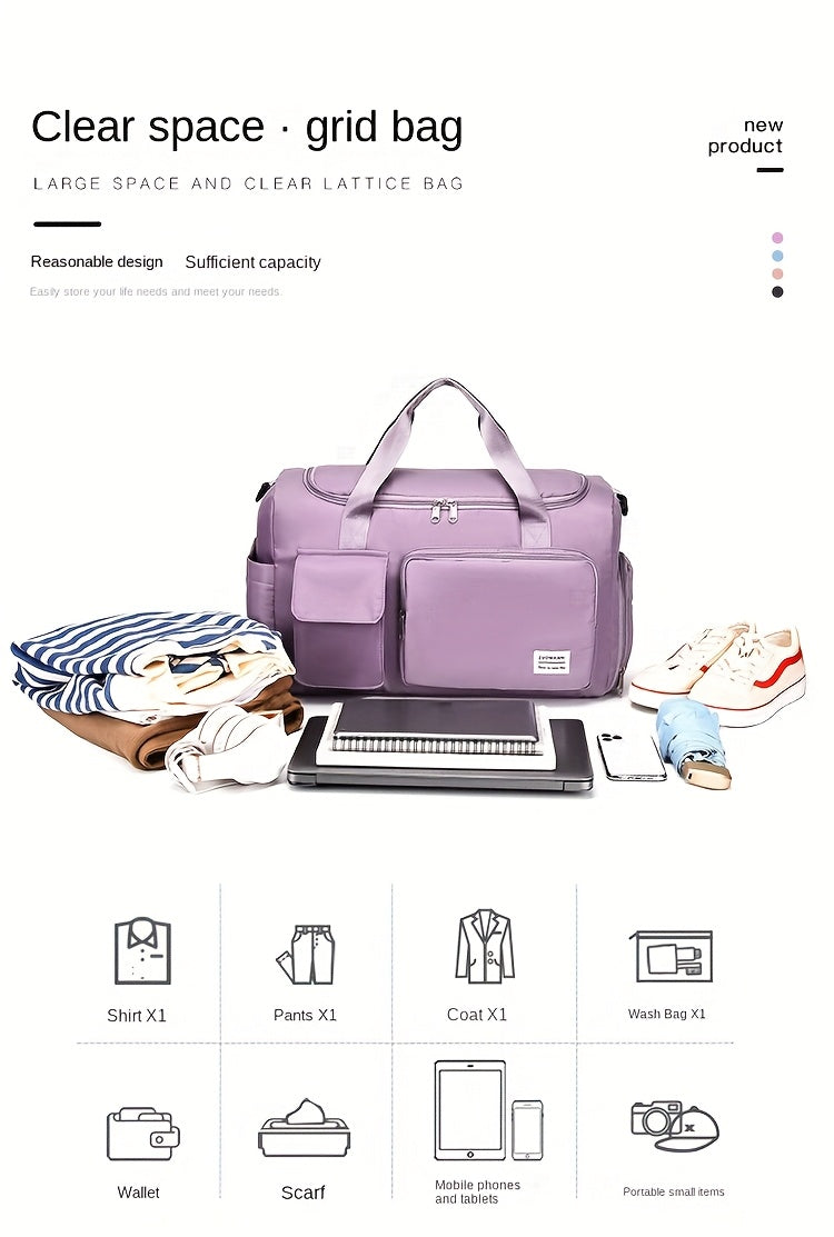 Large Capacity Nylon Travel Duffle Bag with Shoe Compartment | Gym & Weekender Bag