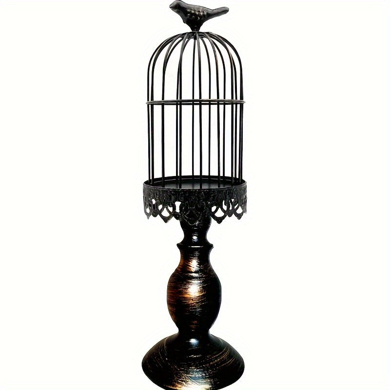 Vintage Birdcage Candle Holder - Rustic Metal Lantern Wedding Centerpiece