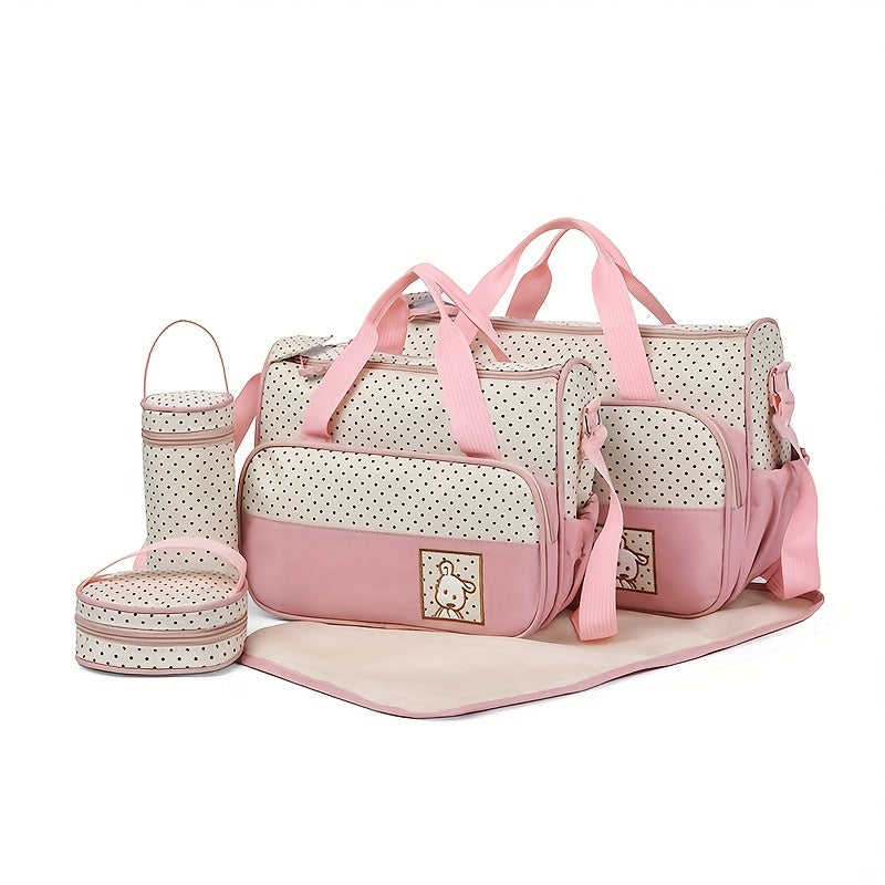 Hot Selling Fashion Crossbody High Quality Diaper Bag Set of Five Multifunctional Large Capacity Mommy Bags Single Shoulder Handbag with Changing Pouch