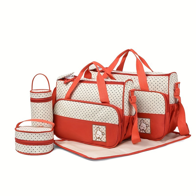 Hot Selling Fashion Crossbody High Quality Diaper Bag Set of Five Multifunctional Large Capacity Mommy Bags Single Shoulder Handbag with Changing Pouch