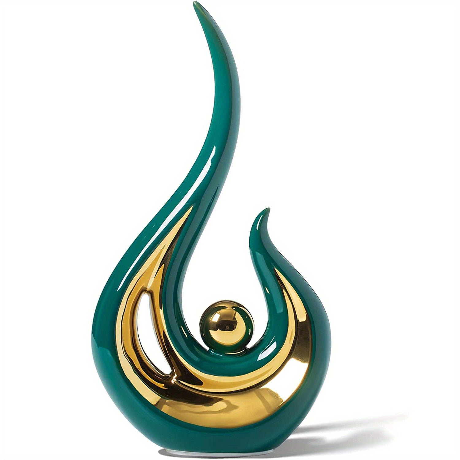 Modern Geometric Porcelain Sculpture - Black & Gold Home Decor Gift