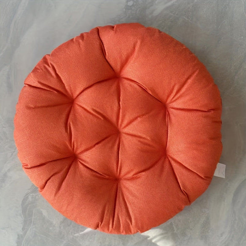 Round Linen Floor Cushion - Japanese Tatami Meditation Pillow Futon