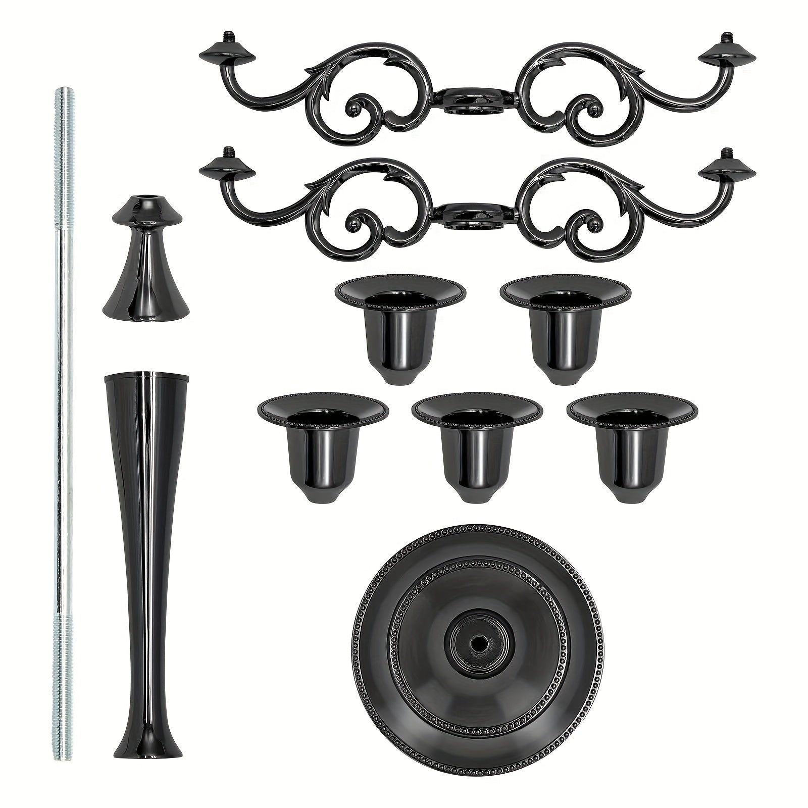 Vintage Black 5 Arm Candelabra - Gothic Candlestick for Weddings & Events
