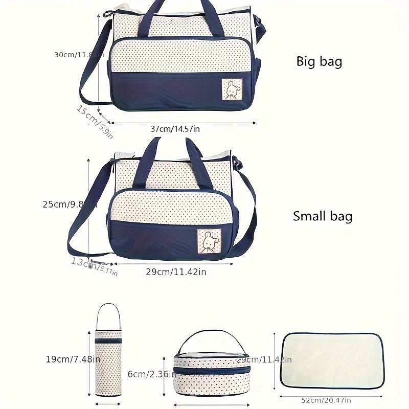 Hot Selling Fashion Crossbody High Quality Diaper Bag Set of Five Multifunctional Large Capacity Mommy Bags Single Shoulder Handbag with Changing Pouch