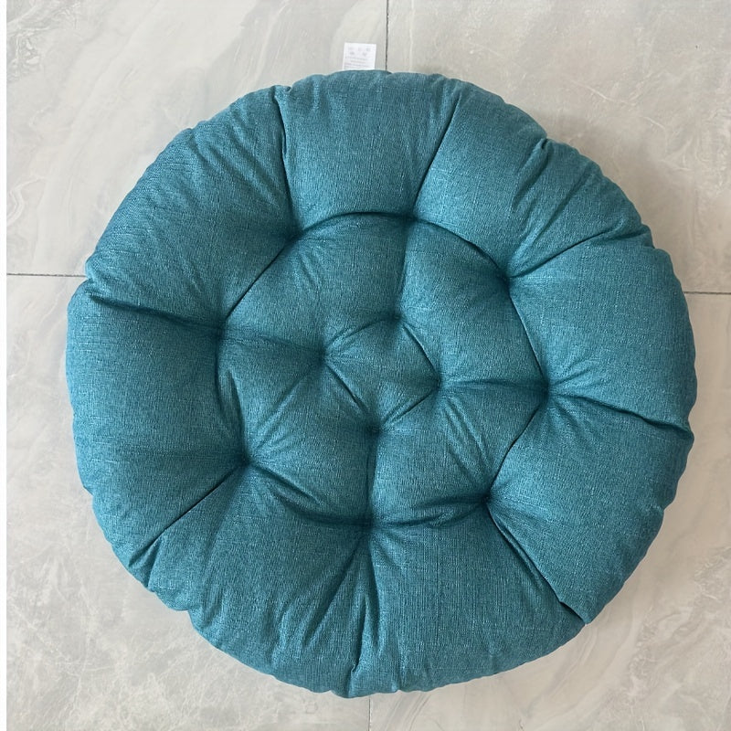 Round Linen Floor Cushion - Japanese Tatami Meditation Pillow Futon