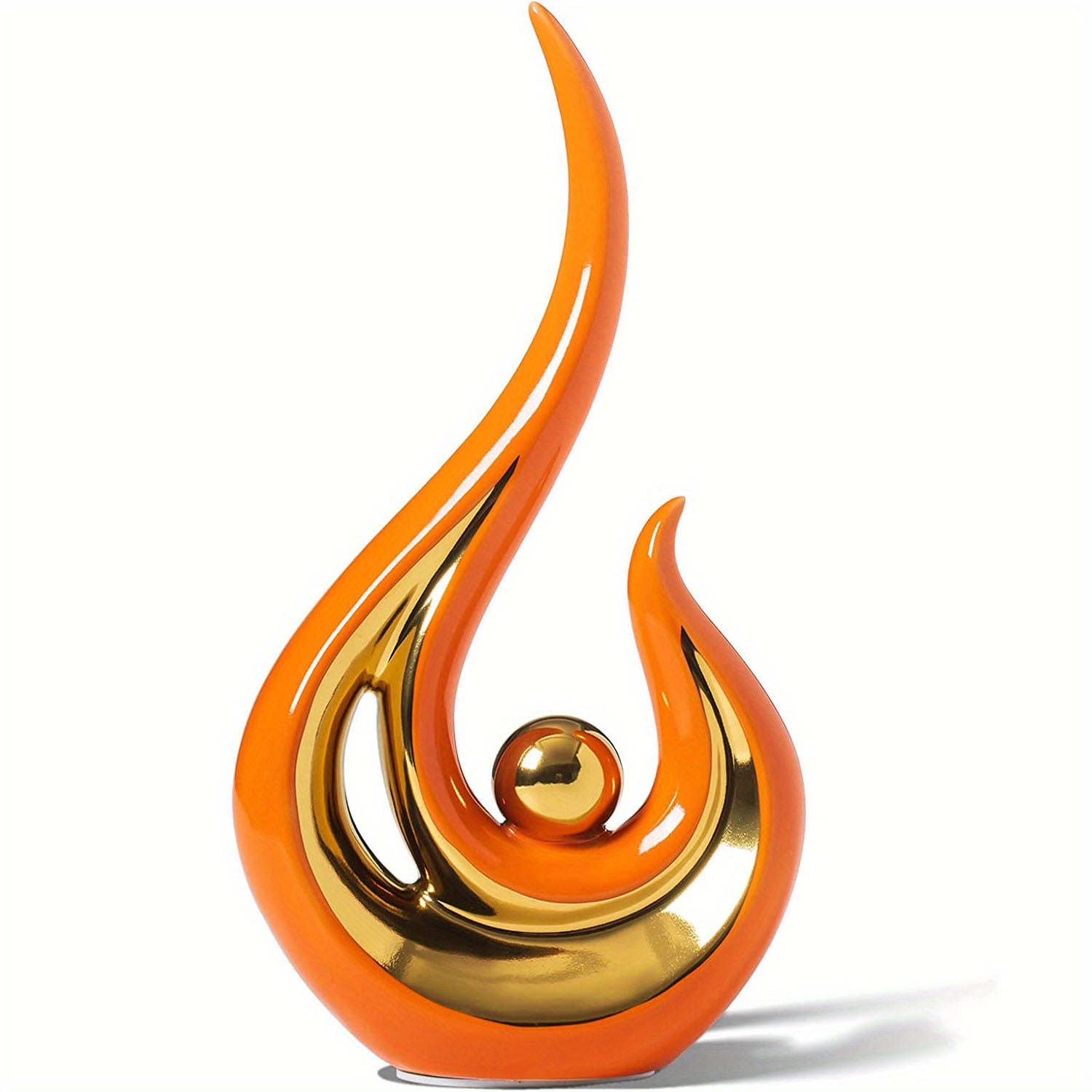 Modern Geometric Porcelain Sculpture - Black & Gold Home Decor Gift