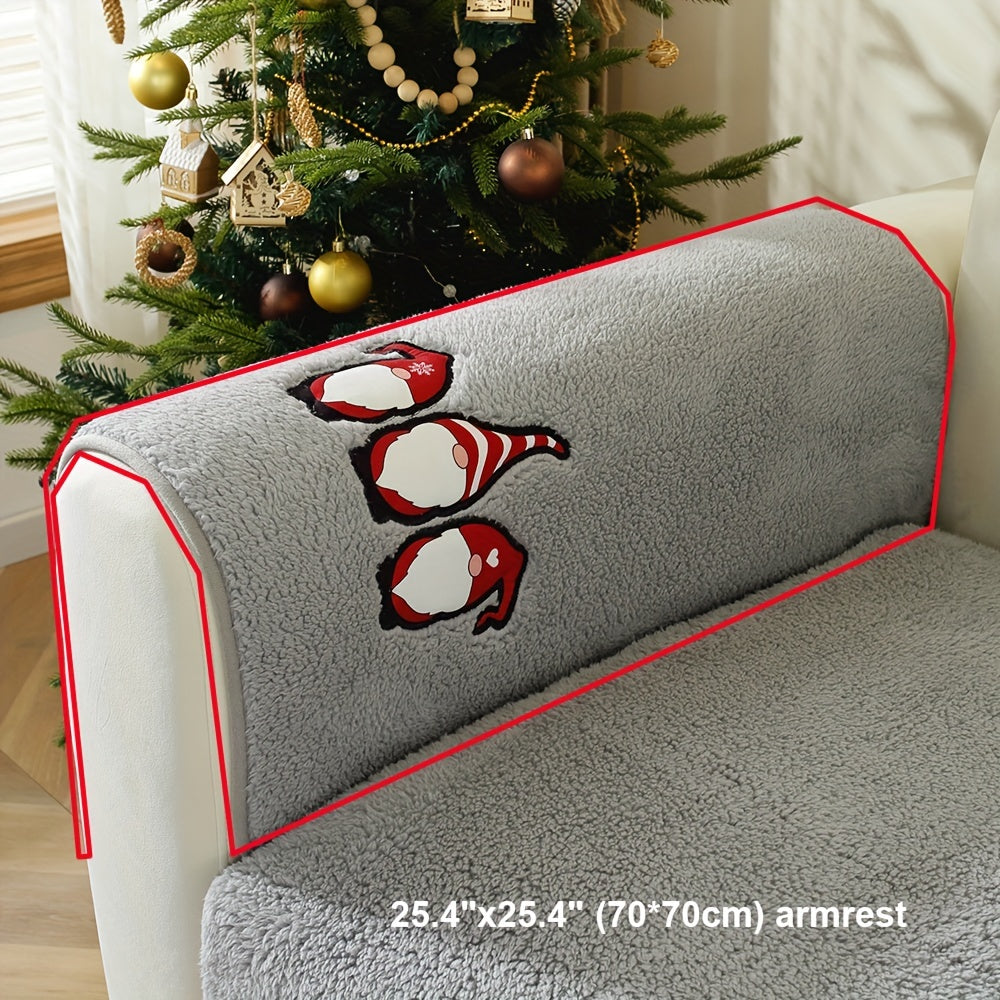 Christmas Decorations Sherpa Fleece Sofa Cover - Thickened Warmly, Soft Plush Fabric, Living Room Sofa Couch Protector, Cozy Winter Home Decor