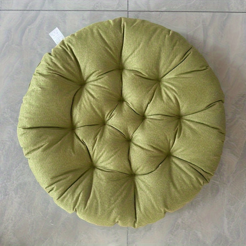 Round Linen Floor Cushion - Japanese Tatami Meditation Pillow Futon