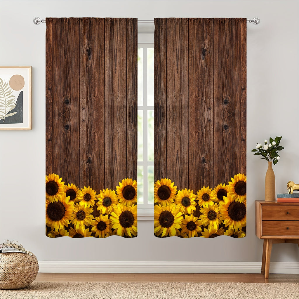 Sunflower Printed Curtains - Perfect For Bedroom, Office, Kitchen and Living Room