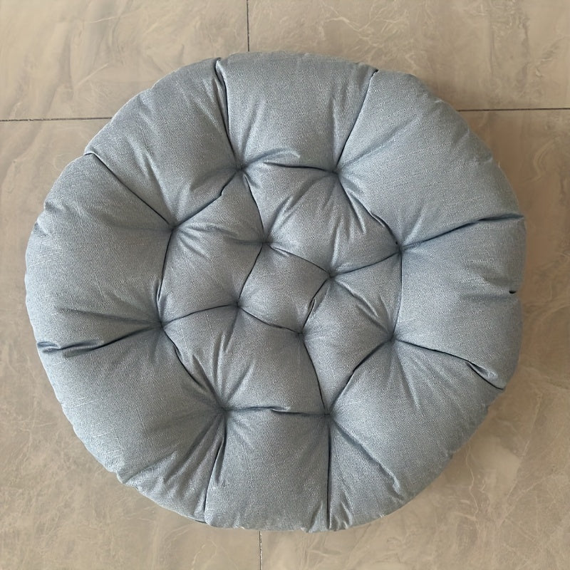 Round Linen Floor Cushion - Japanese Tatami Meditation Pillow Futon