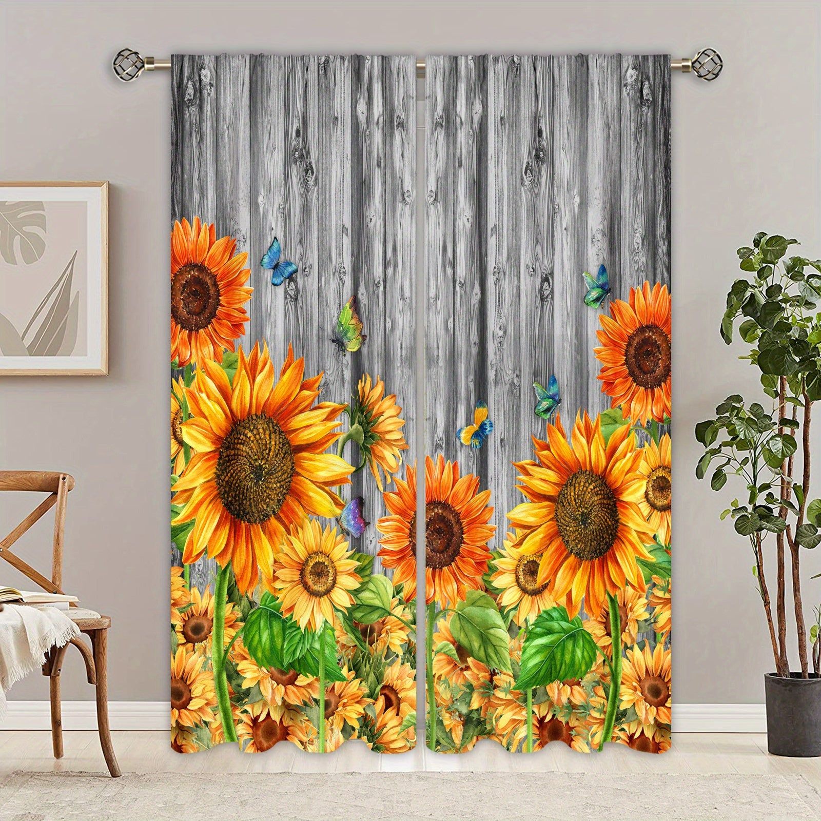 Sunflower Printed Curtains - Perfect For Bedroom, Office, Kitchen and Living Room