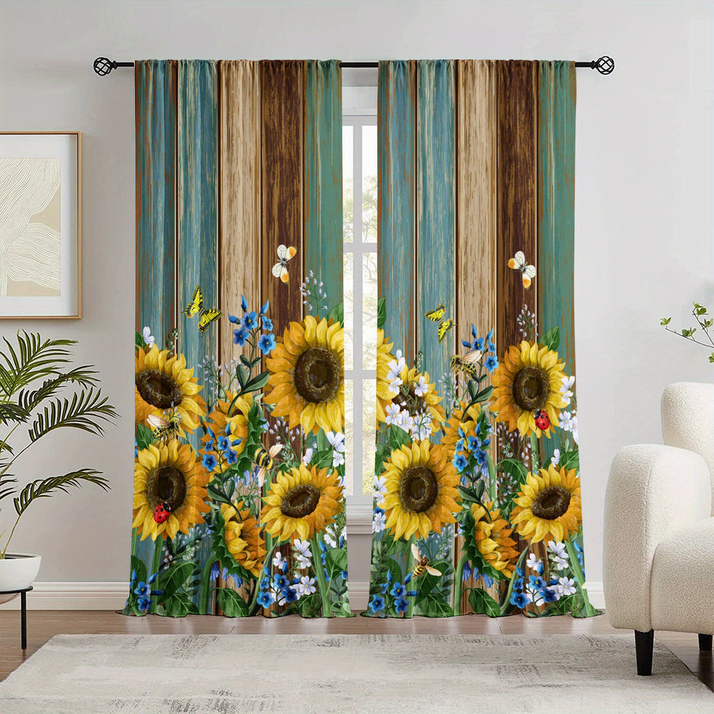 Sunflower Printed Curtains - Perfect For Bedroom, Office, Kitchen and Living Room