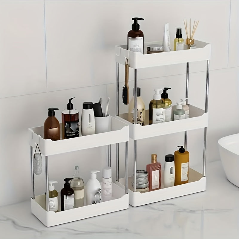 Slim Bathroom Countertop Organizer - Multi-Tier Storage Rack with Gold Accents