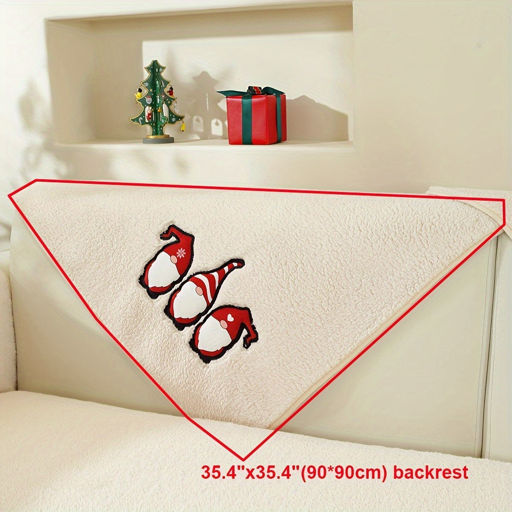 Christmas Decorations Sherpa Fleece Sofa Cover - Thickened Warmly, Soft Plush Fabric, Living Room Sofa Couch Protector, Cozy Winter Home Decor