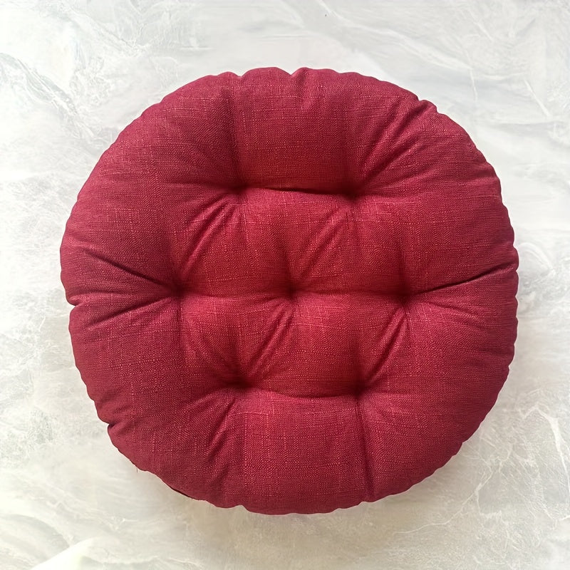 Round Linen Floor Cushion - Japanese Tatami Meditation Pillow Futon