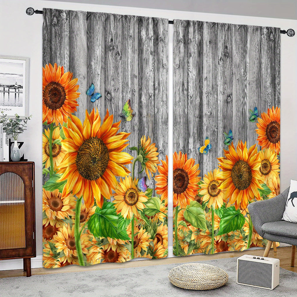 Sunflower Printed Curtains - Perfect For Bedroom, Office, Kitchen and Living Room