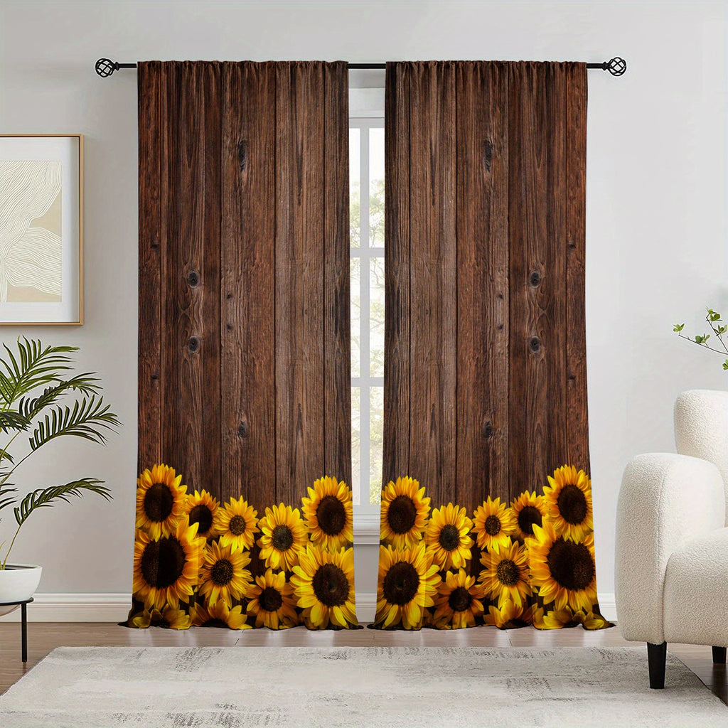 Sunflower Printed Curtains - Perfect For Bedroom, Office, Kitchen and Living Room