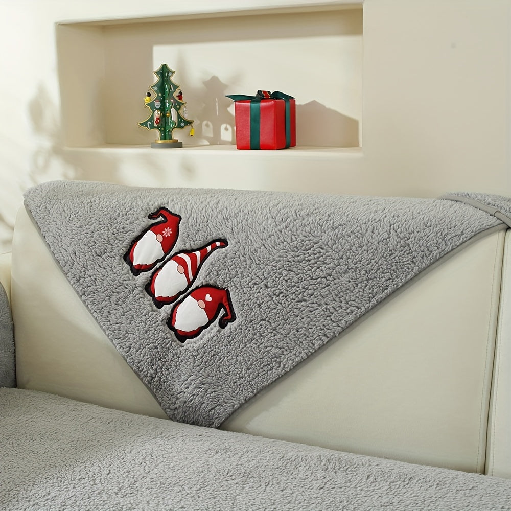Christmas Decorations Sherpa Fleece Sofa Cover - Thickened Warmly, Soft Plush Fabric, Living Room Sofa Couch Protector, Cozy Winter Home Decor
